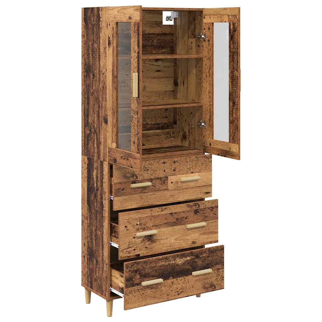 Aparador alto con cajón Madera envejecida 69,5 x 34 x 180 cm