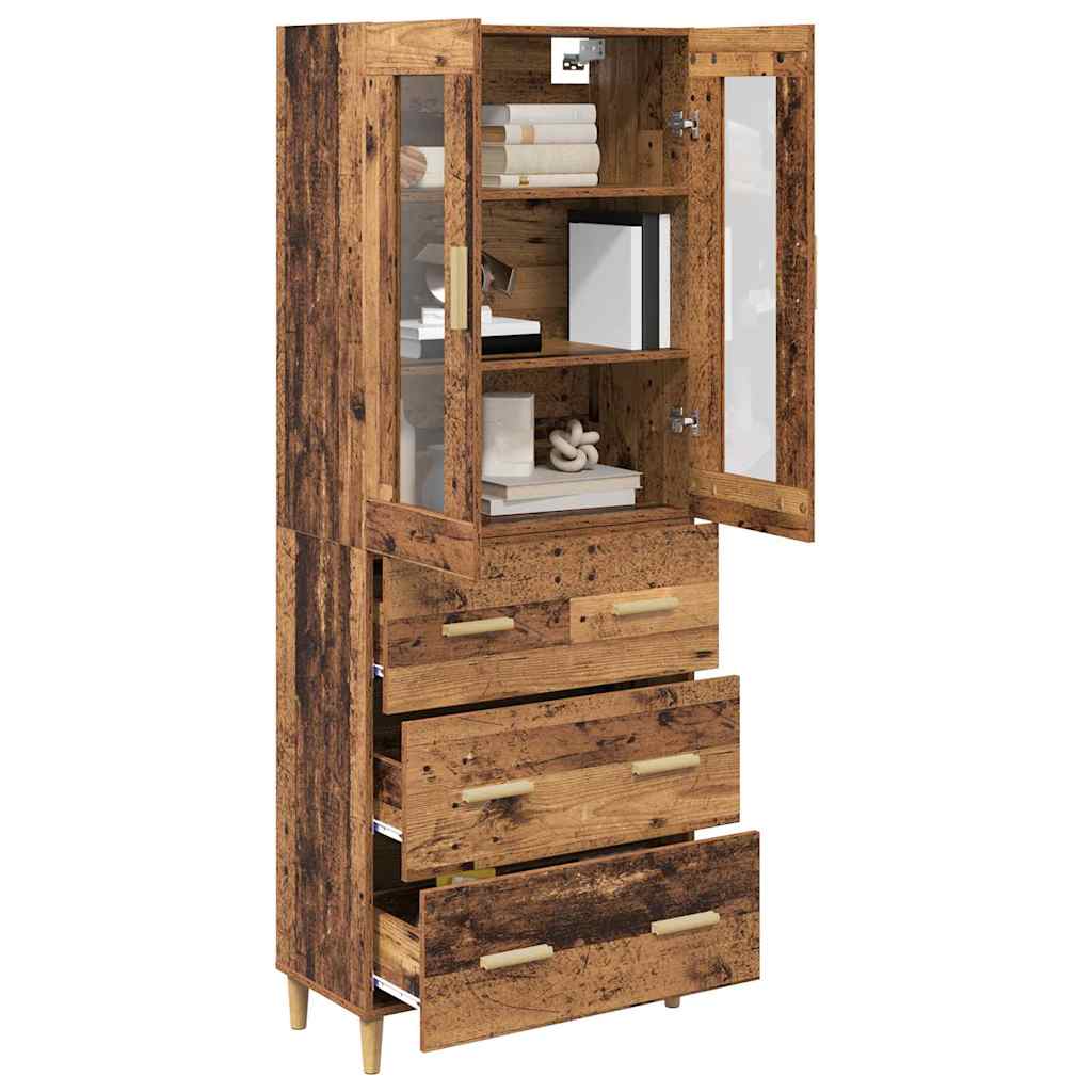 Aparador alto con cajón Madera envejecida 69,5 x 34 x 180 cm