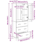 Aparador alto con cajón Madera envejecida 69,5 x 34 x 180 cm