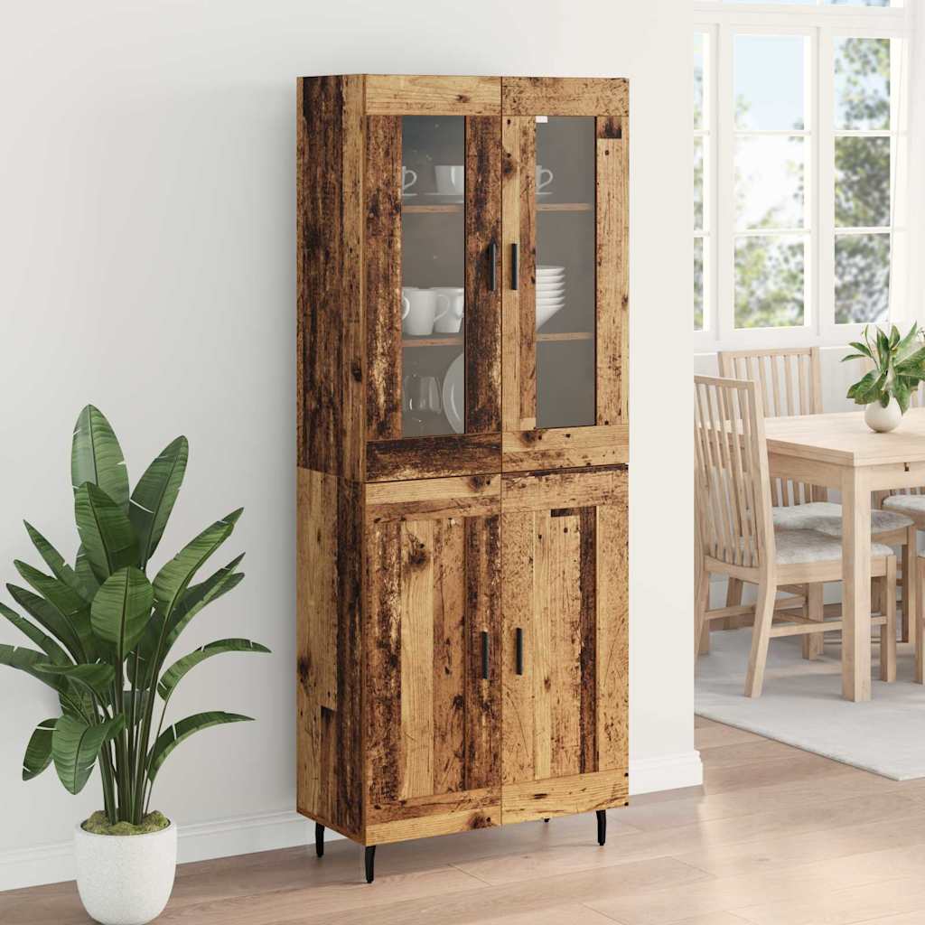 Aparador alto 2 pcs Madera envejecida