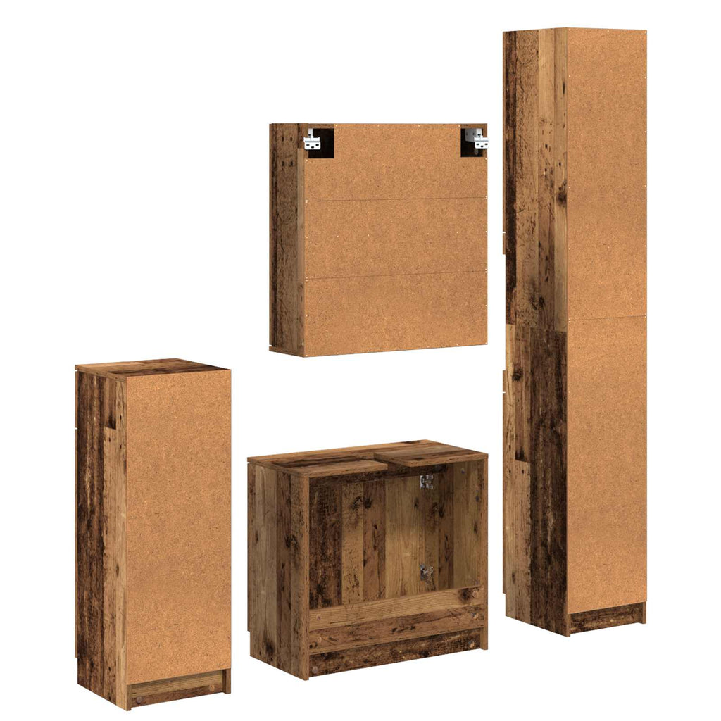 Juego de muebles de baño con cajón 4 pcs Madera vieja