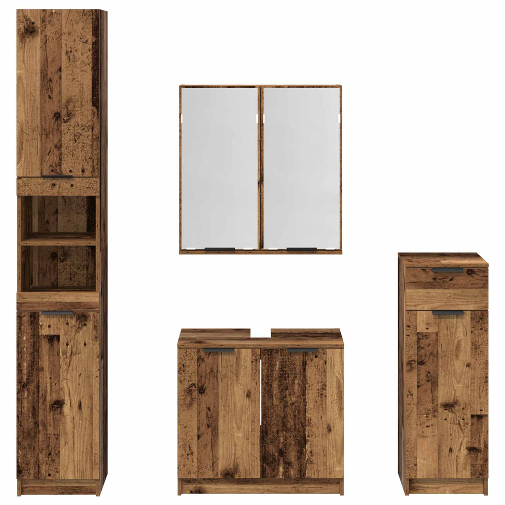 Juego de muebles de baño con cajón 4 pcs Madera vieja