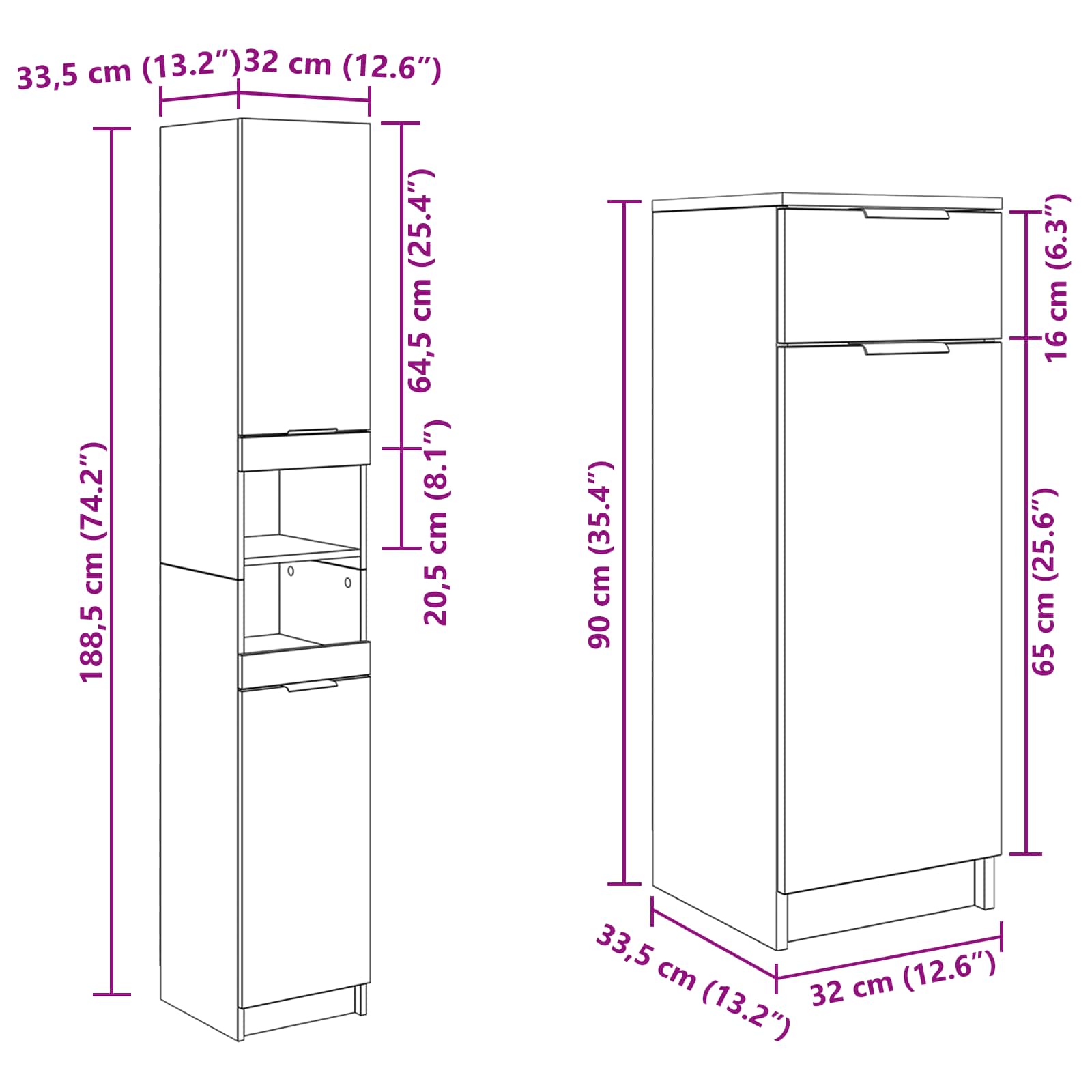 Juego de muebles de baño con cajón 4 pcs Madera vieja