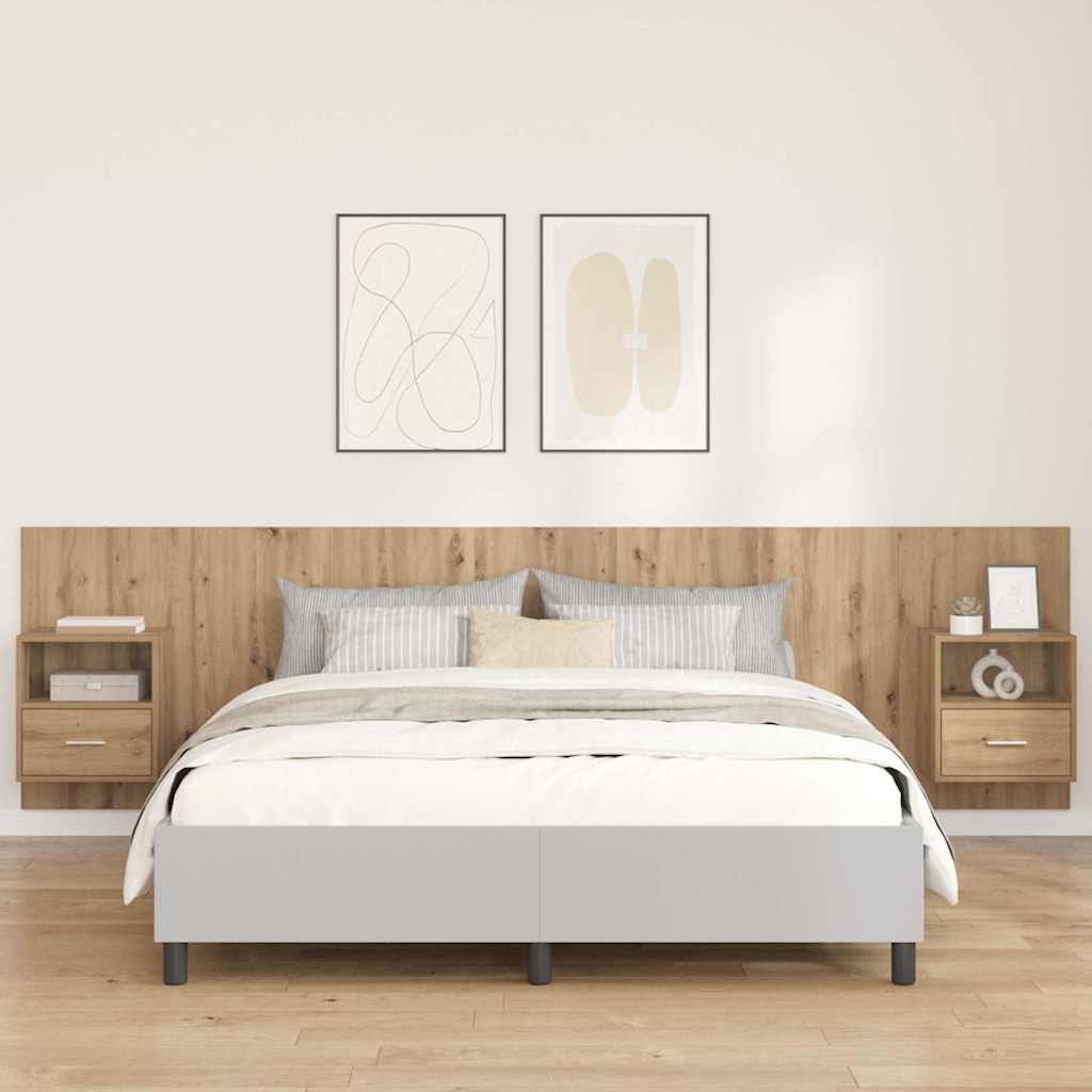 Cabecero con Mueble 3 pcs Roble artesanal Madera de ingeniería