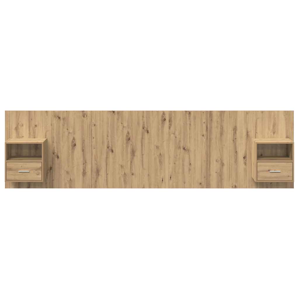Cabecero con Mueble 3 pcs Roble artesanal Madera de ingeniería