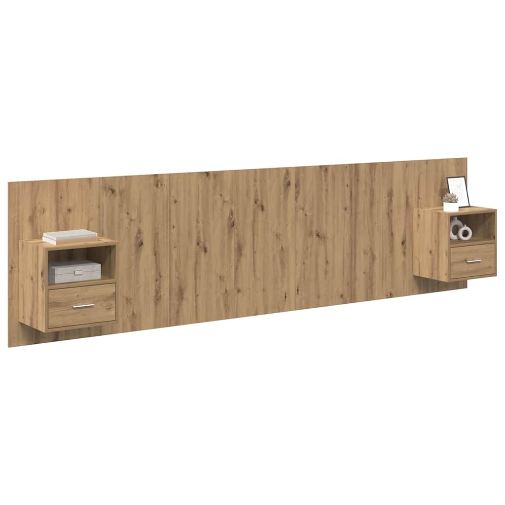 Cabecero con Mueble 3 pcs Roble artesanal Madera de ingeniería