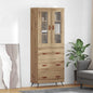 Armario alto con estante 2 pcs Roble Negro Madera de ingeniería