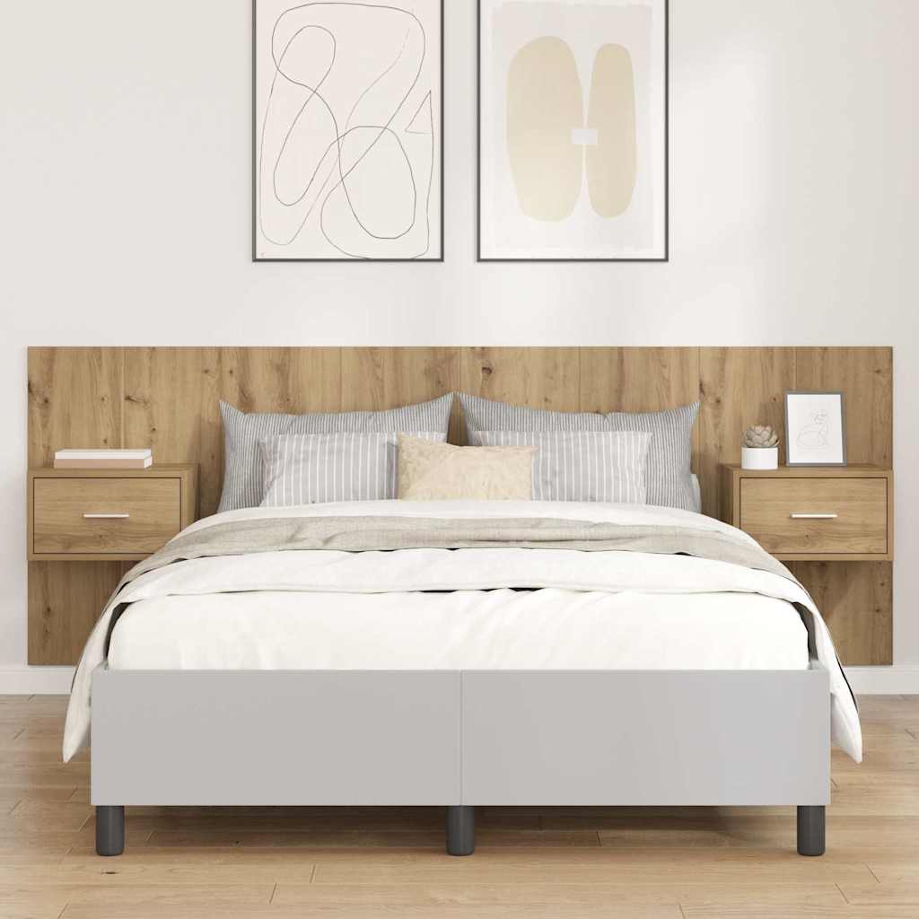 Cabecero con Mueble 3 pcs Roble artesanal Madera de ingeniería