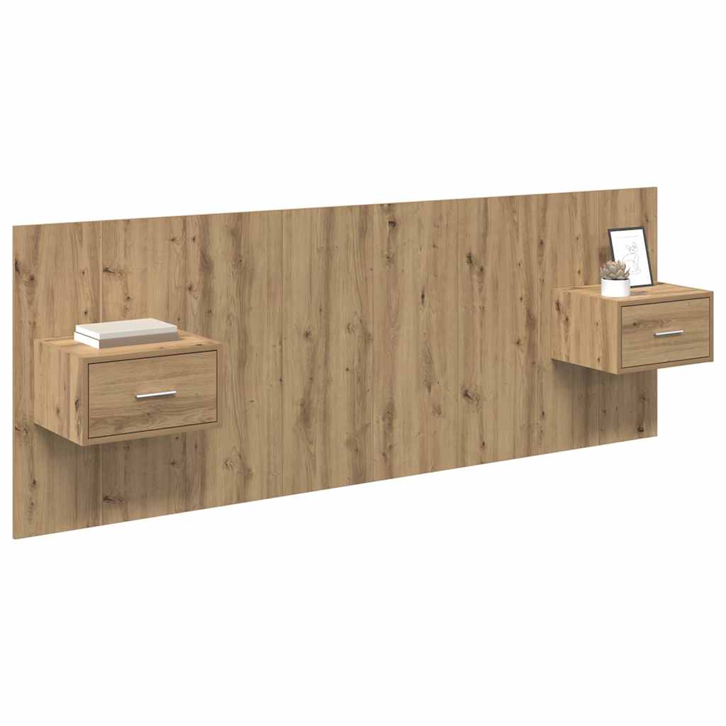 Cabecero con Mueble 3 pcs Roble artesanal Madera de ingeniería