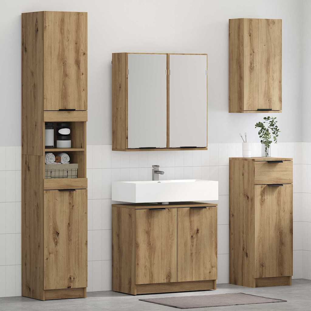 Juego de Muebles de Baño Roble artesanal Madera de ingeniería