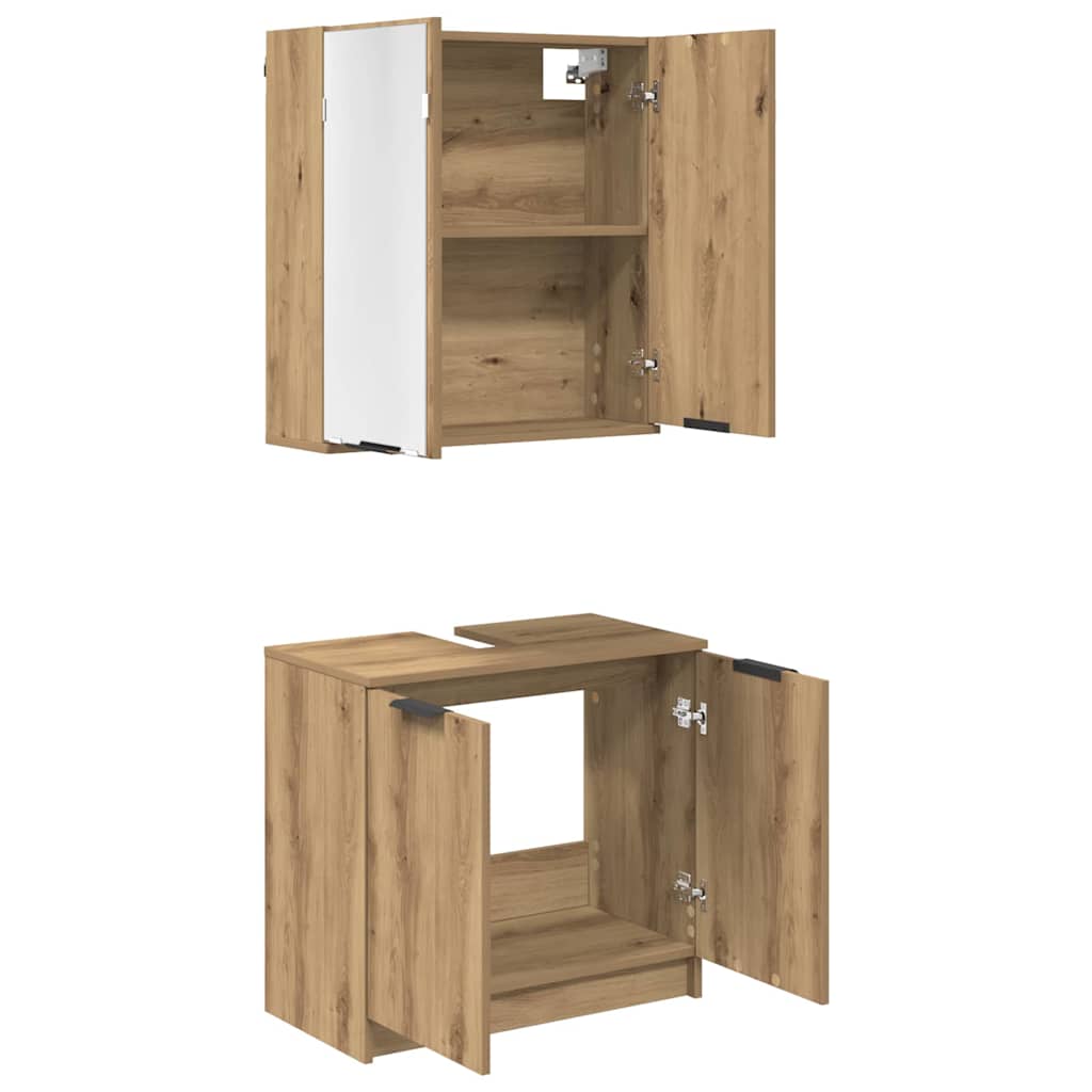 Juego de Muebles de Baño Roble artesanal Madera de ingeniería