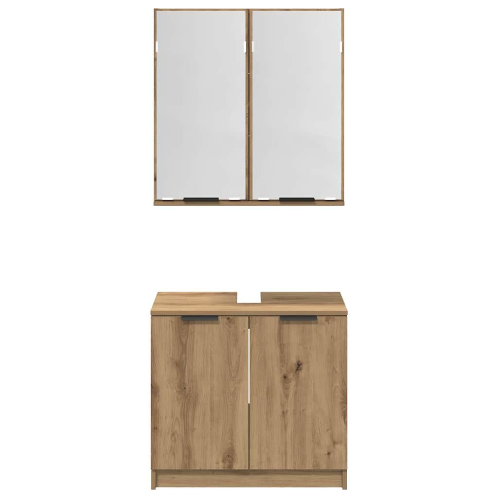 Juego de Muebles de Baño Roble artesanal Madera de ingeniería