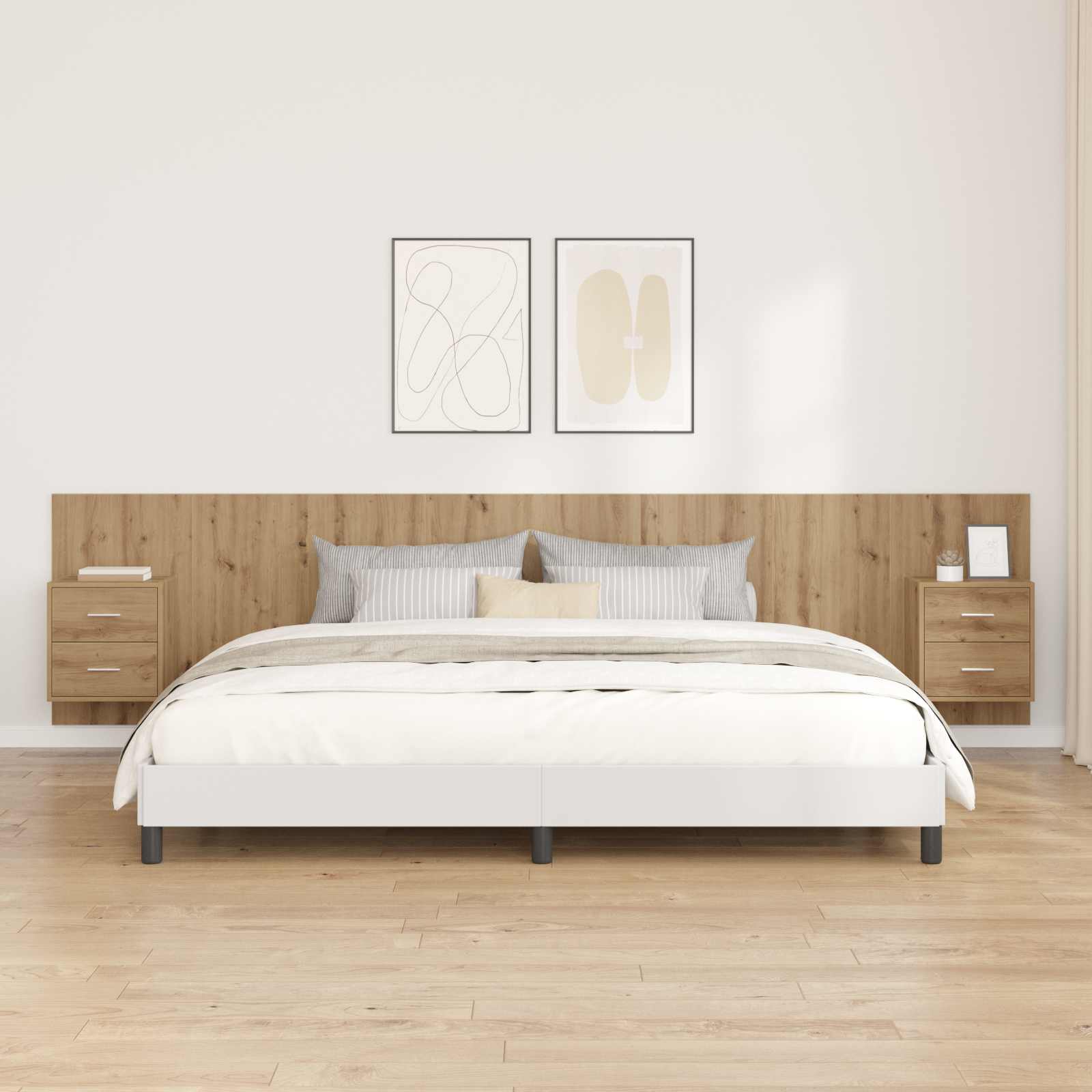 Cabecero con Mueble 3 pcs Roble artesanal Madera de ingeniería