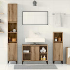 Juego de muebles de baño con estante 3 pcs Roble artesanal