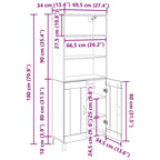 Aparador alto Roble artesanal 69,5 x 34 x 180 cm