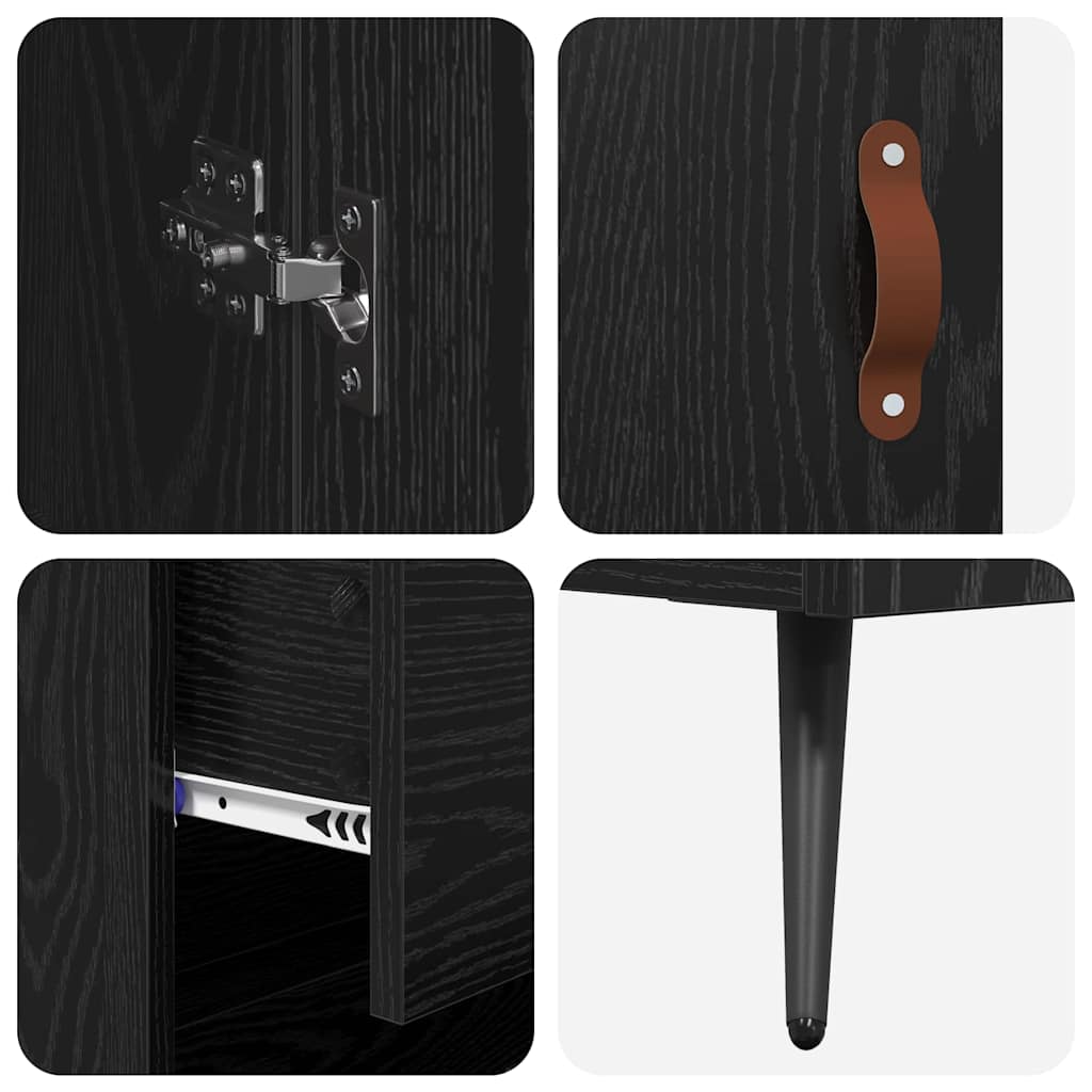 Armario alto con estante 2 pcs Roble Negro Madera de ingeniería