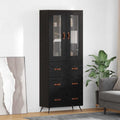 Armario alto con estante 2 pcs Roble Negro Madera de ingeniería