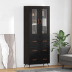 Armario alto con estante 2 pcs Roble Negro Madera de ingeniería