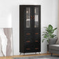 Armario alto con estante 2 pcs Roble Negro Madera de ingeniería