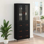 Armario alto con estante 2 pcs Roble Negro Madera de ingeniería