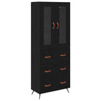 Armario alto con estante 2 pcs Roble Negro Madera de ingeniería