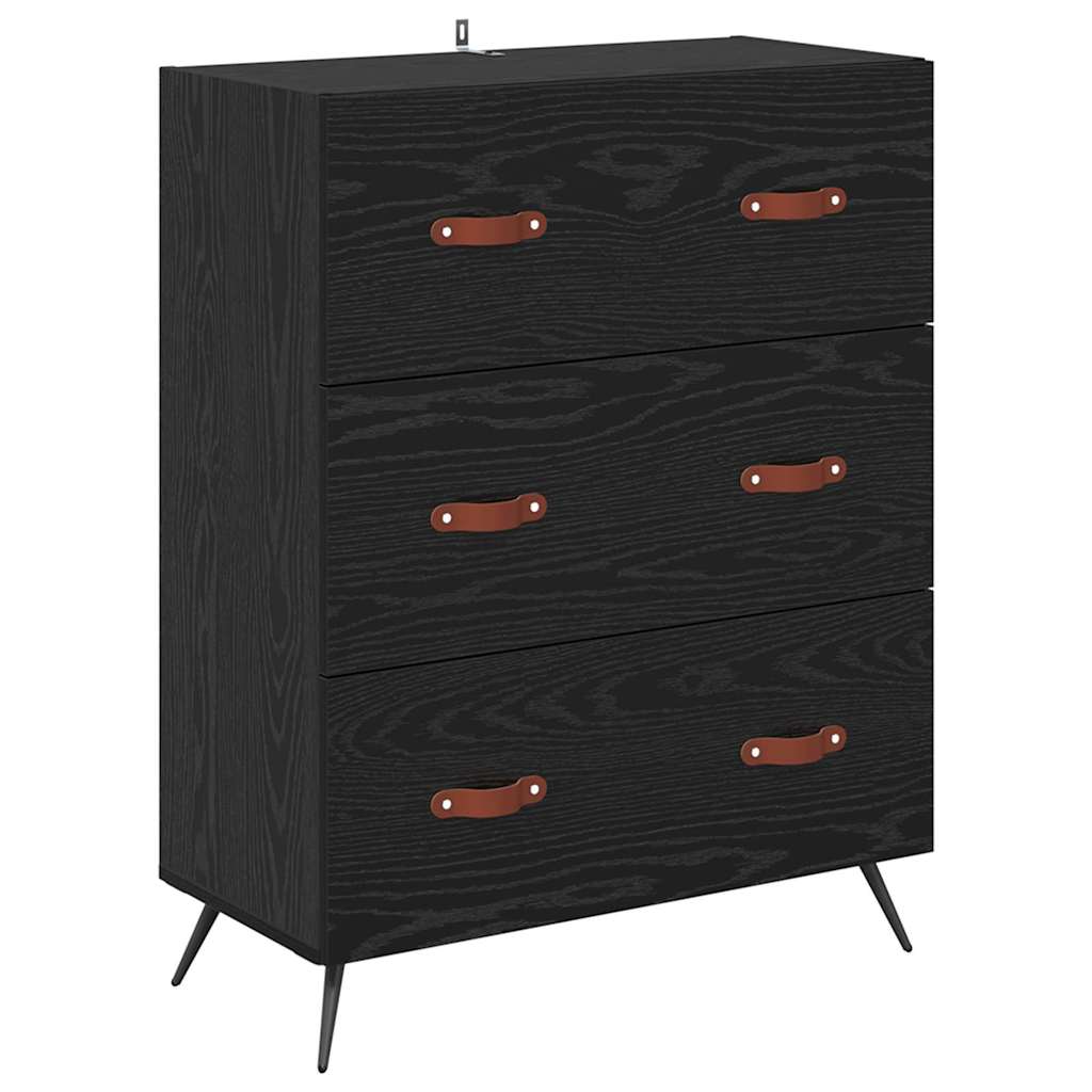 Armario alto con estante 2 pcs Roble Negro Madera de ingeniería