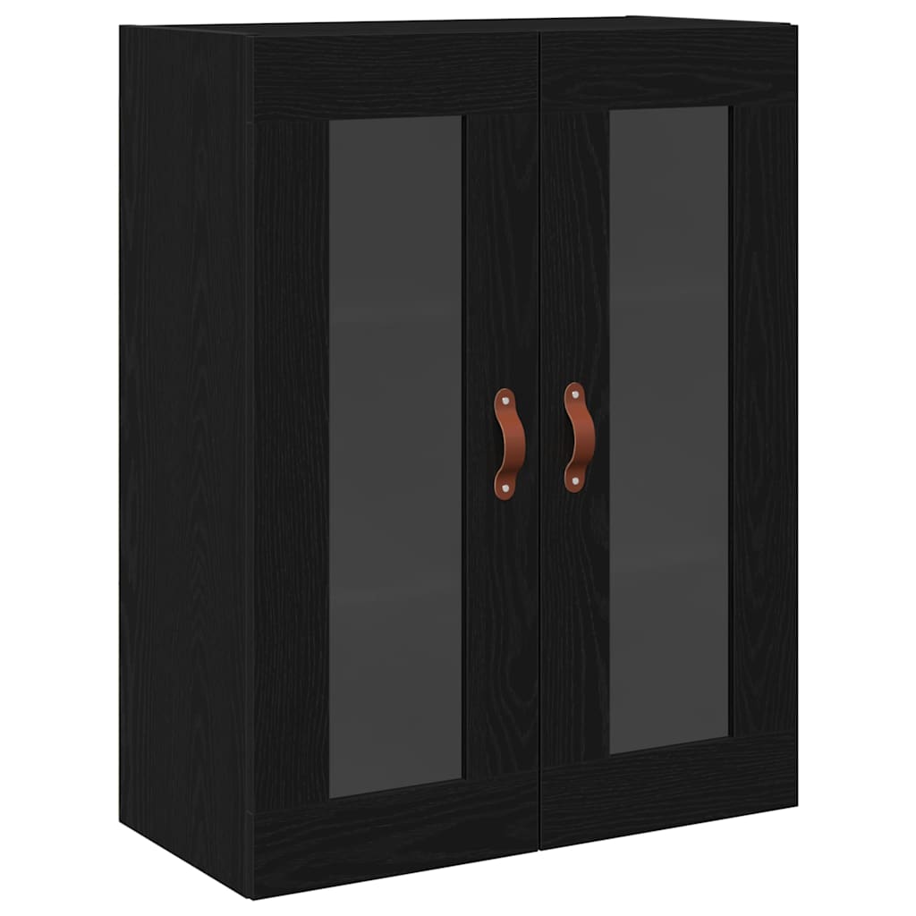 Armario alto con estante 2 pcs Roble Negro Madera de ingeniería