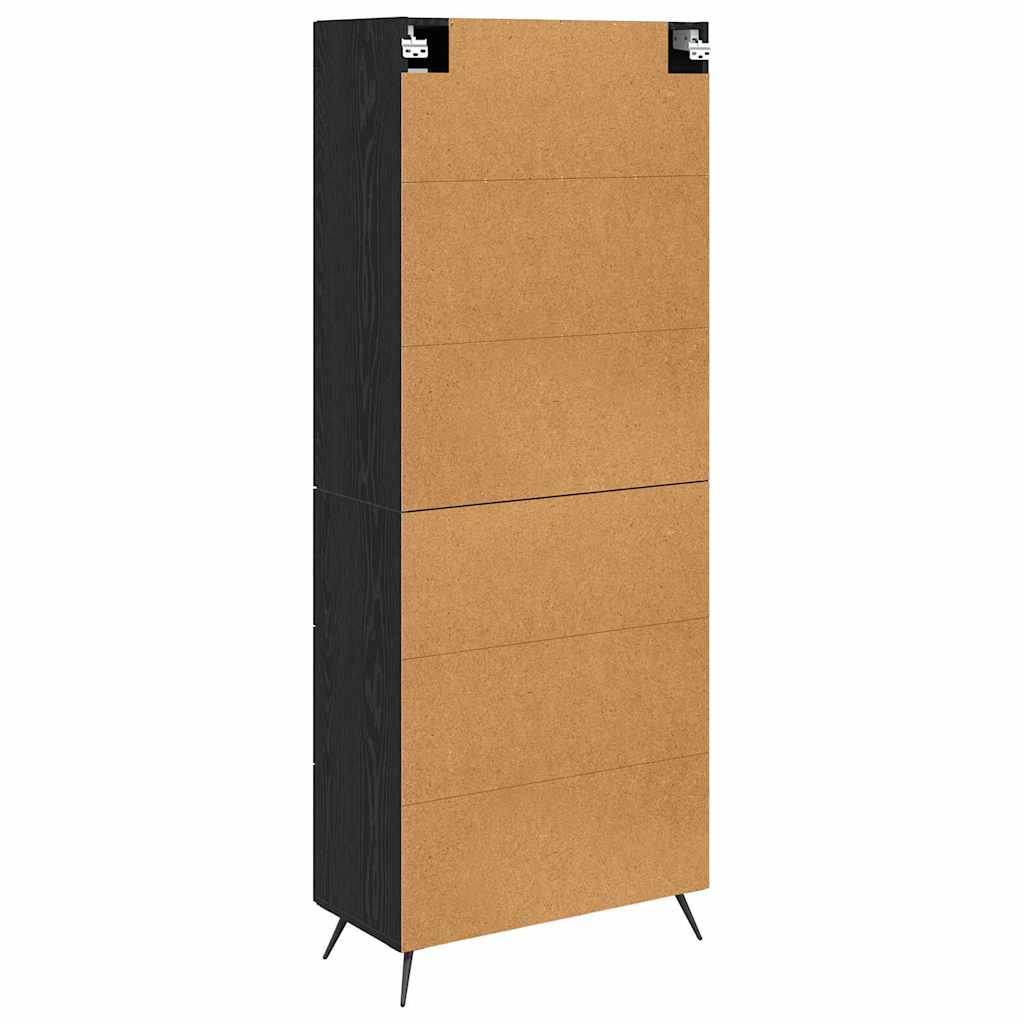 Armario alto con estante 2 pcs Roble Negro Madera de ingeniería