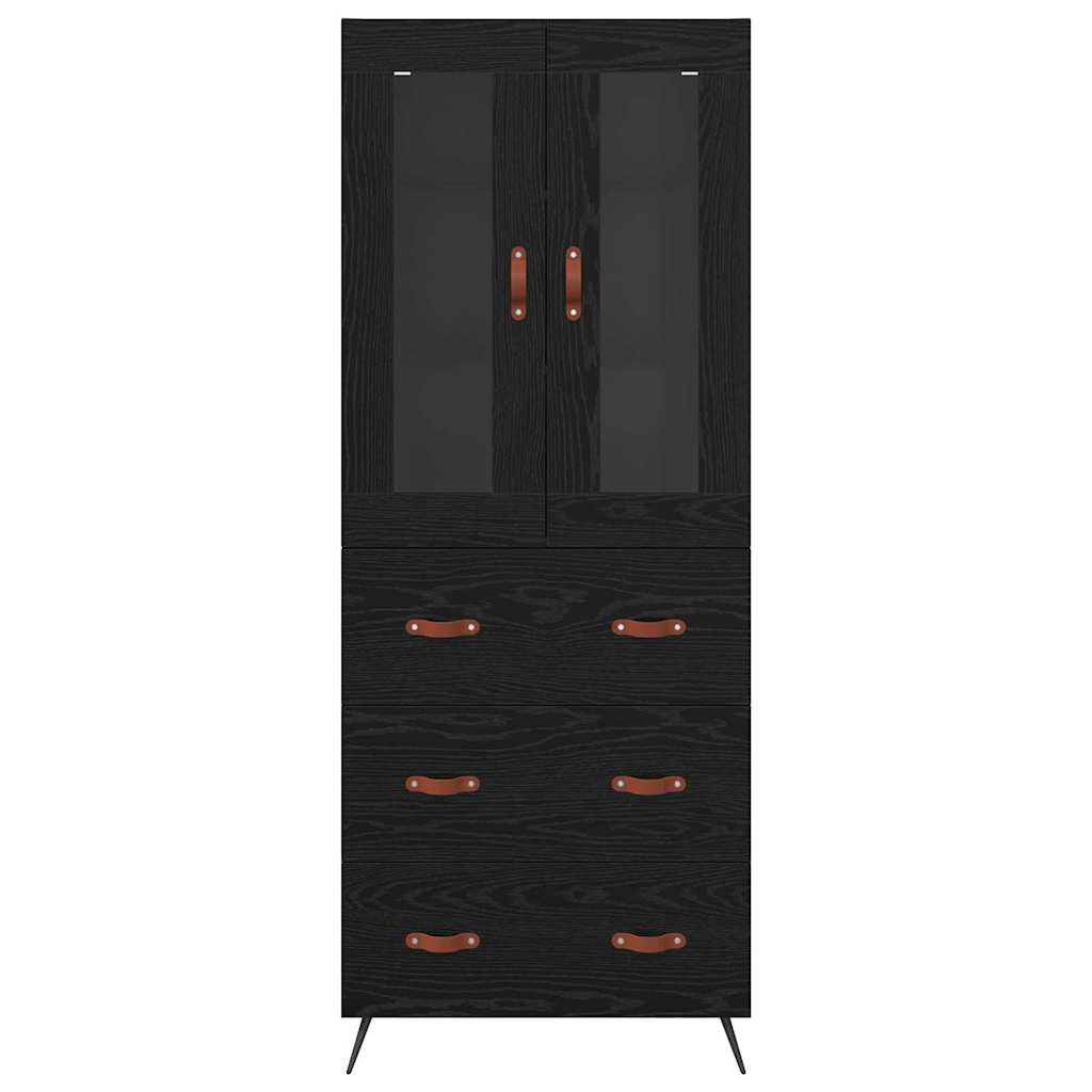Armario alto con estante 2 pcs Roble Negro Madera de ingeniería