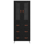 Armario alto con estante 2 pcs Roble Negro Madera de ingeniería