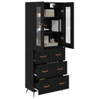Armario alto con estante 2 pcs Roble Negro Madera de ingeniería