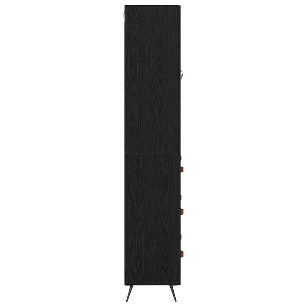 Armario alto con estante 2 pcs Roble Negro Madera de ingeniería