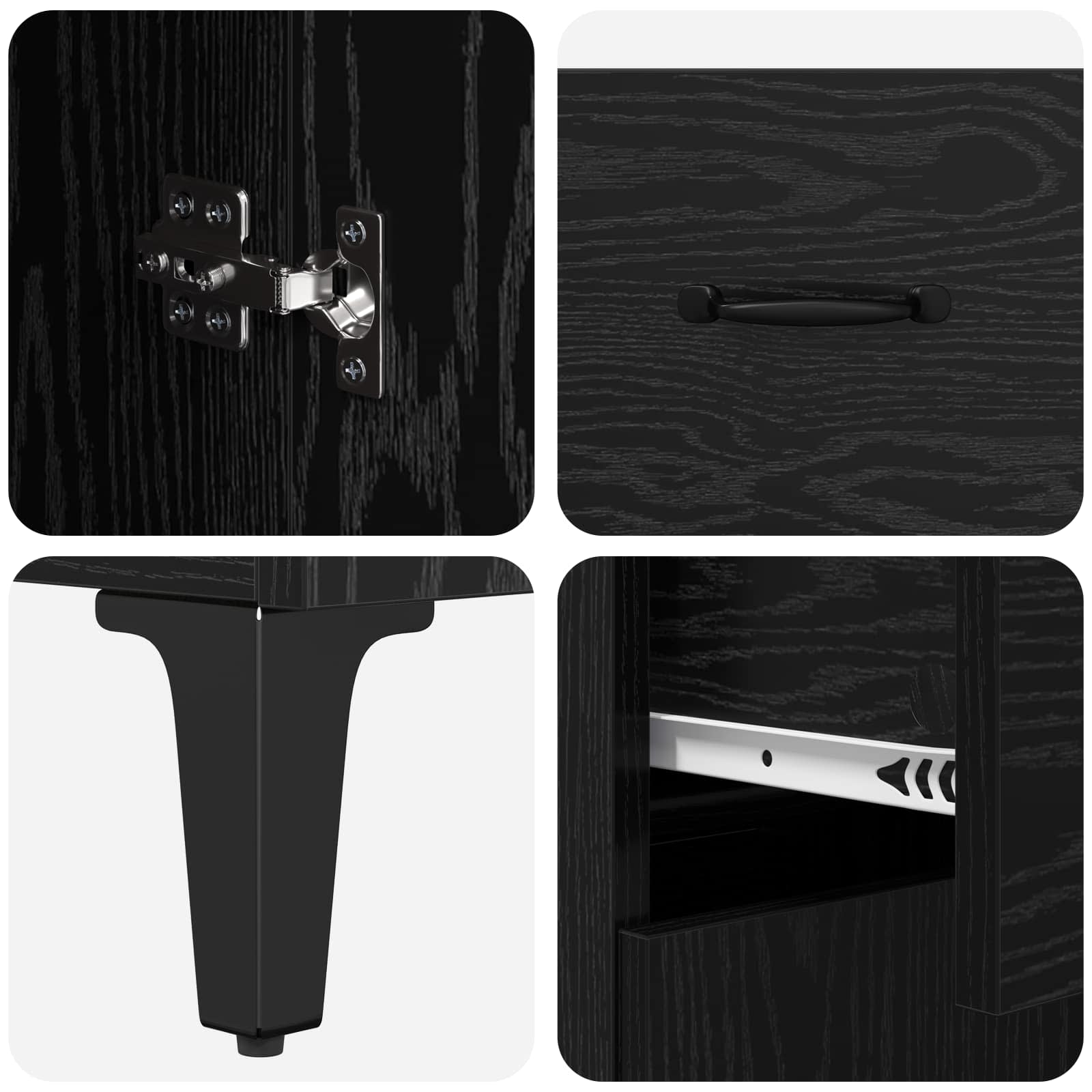 Aparador alto con cajón Roble Negro 69,5 x 34 x 180 cm