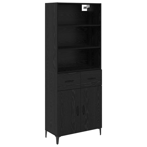 Aparador alto com gaveta Carvalho Preto 69,5 x 34 x 180 cm