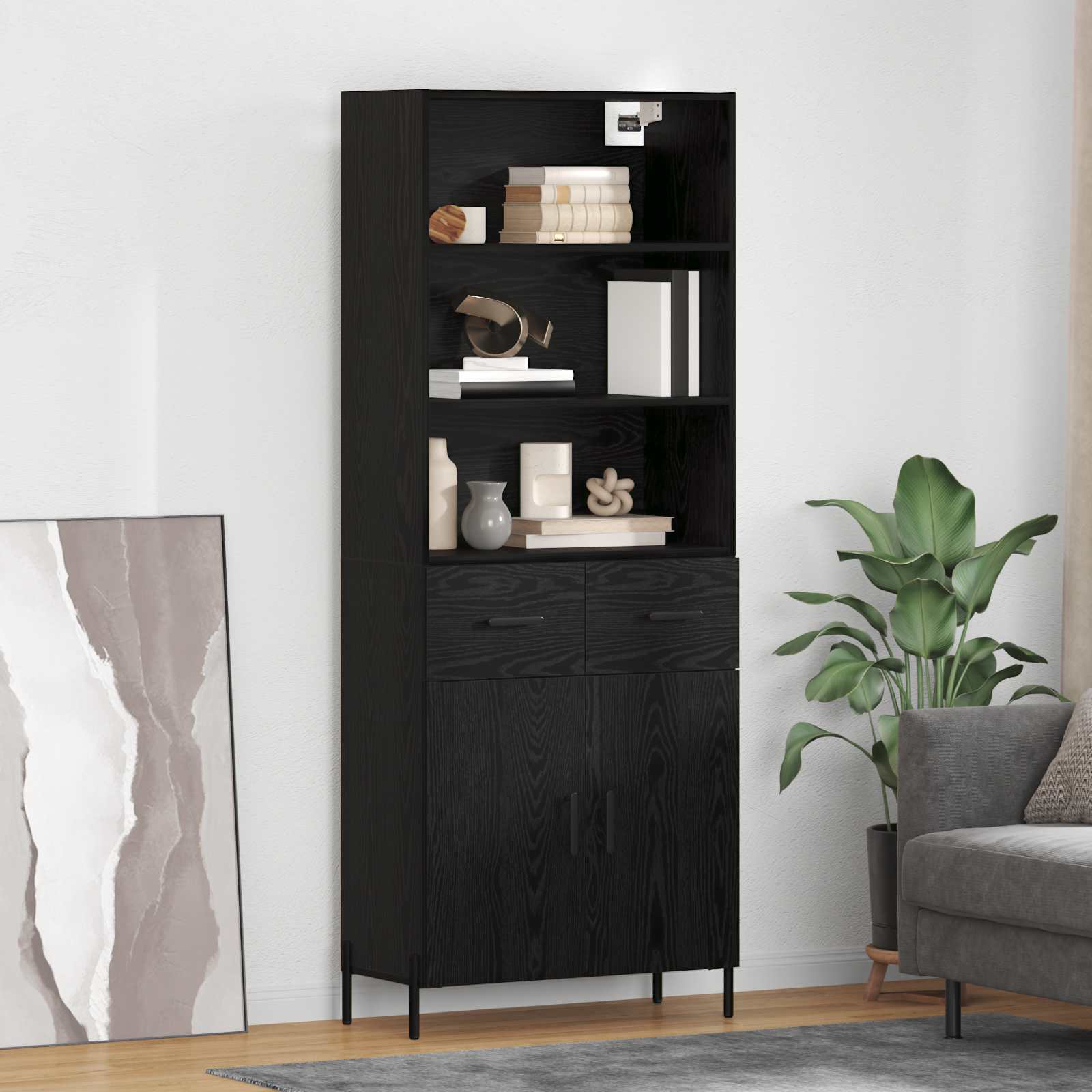Aparador alto con cajón Madera envejecida 69,5 x 32,5 x 180 cm