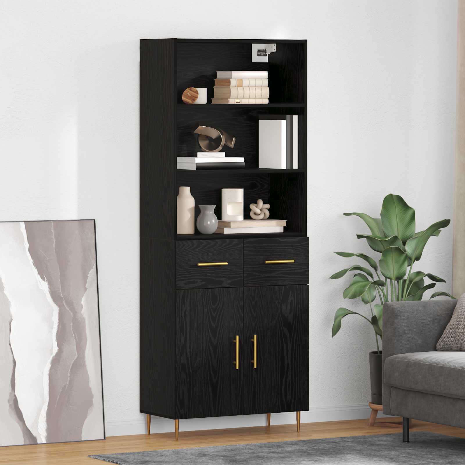 Aparador alto con cajón Madera vieja 69,5 x 34 x 180 cm