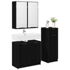 Juego de muebles de baño 3 pcs Roble Negro Madera de ingeniería