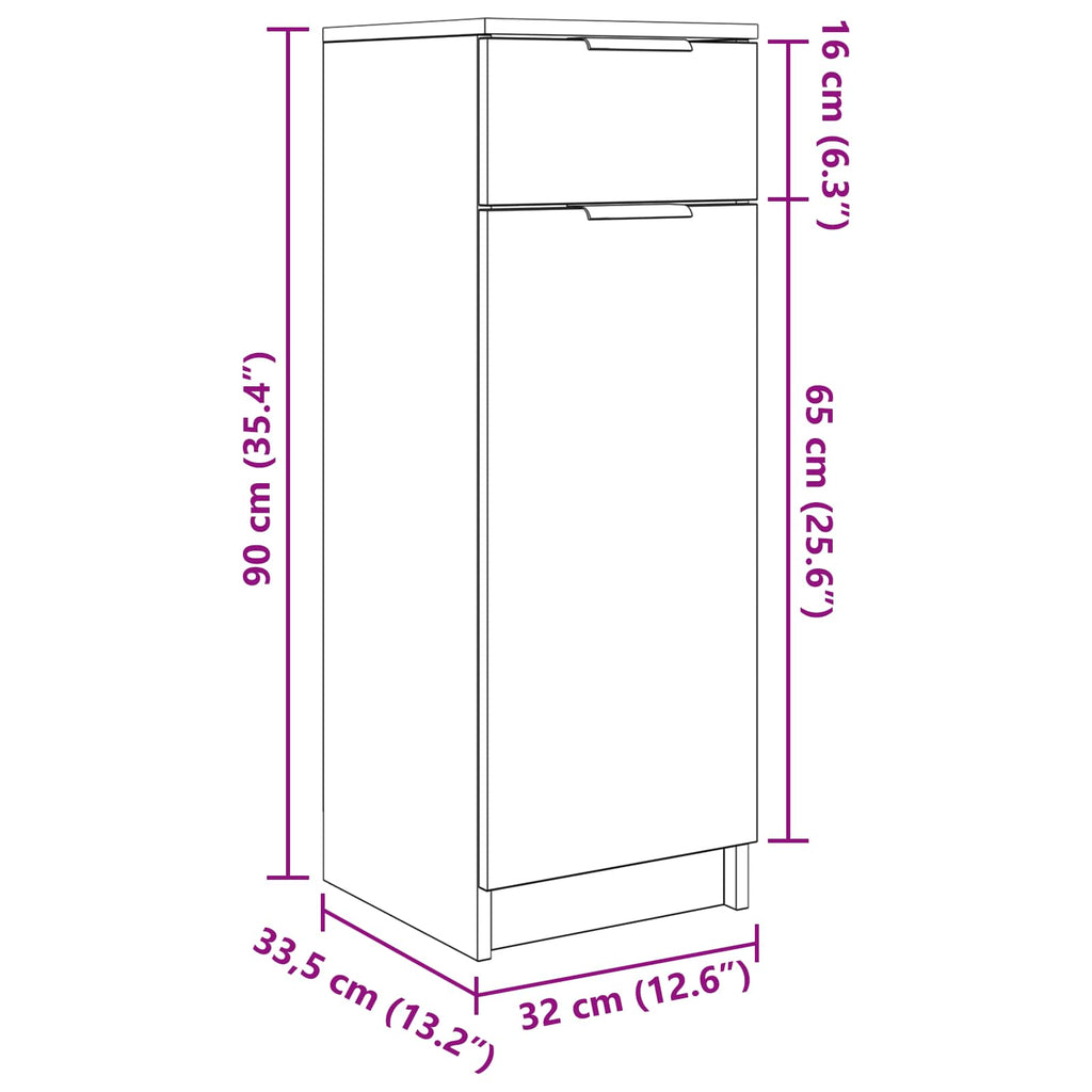 Juego de muebles de baño 3 pcs Roble Negro Madera de ingeniería