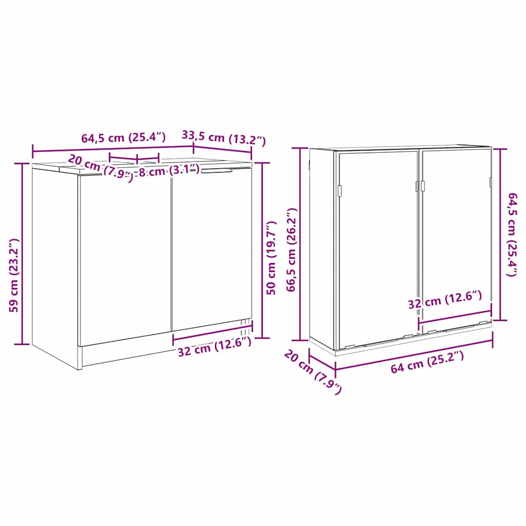 Juego de Muebles de Baño 3 pcs Roble Negro Madera de ingeniería