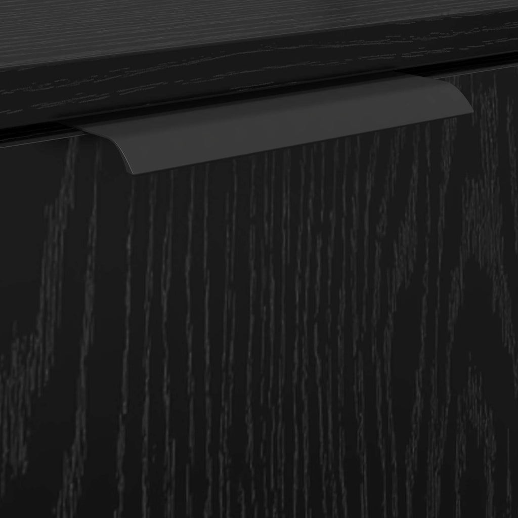 Juego de muebles de baño 5 pcs Roble Negro Madera de ingeniería