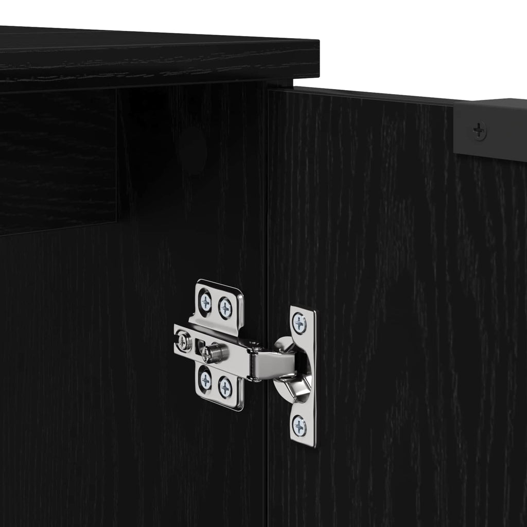 Juego de muebles de baño 5 pcs Roble Negro Madera de ingeniería