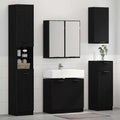 Juego de muebles de baño 5 pcs Roble Negro Madera de ingeniería