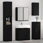 Juego de muebles de baño 5 pcs Roble Negro Madera de ingeniería