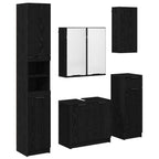 Juego de muebles de baño 5 pcs Roble Negro Madera de ingeniería