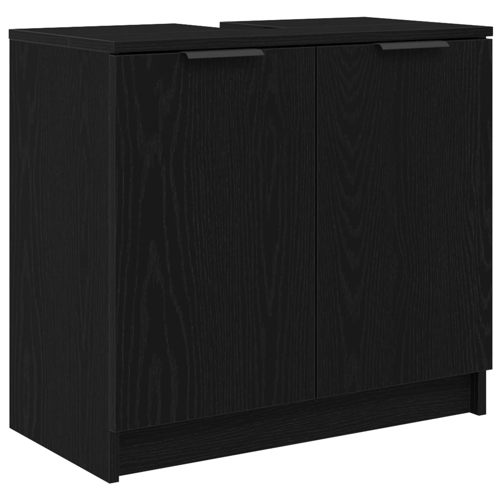 Juego de muebles de baño 5 pcs Roble Negro Madera de ingeniería