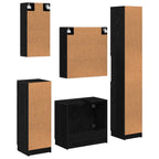Juego de muebles de baño 5 pcs Roble Negro Madera de ingeniería