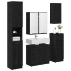 Juego de muebles de baño 5 pcs Roble Negro Madera de ingeniería