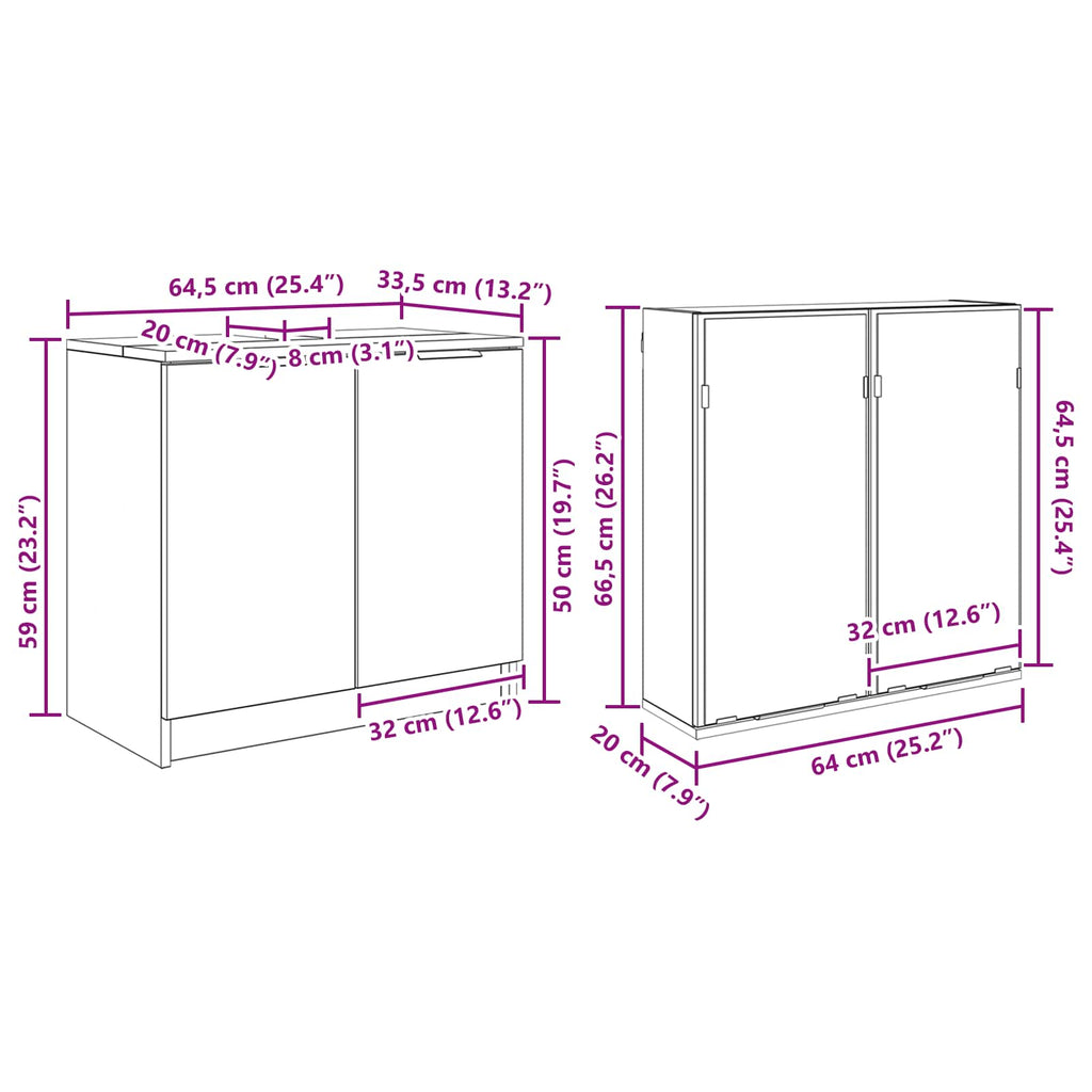 Juego de muebles de baño 5 pcs Roble Negro Madera de ingeniería