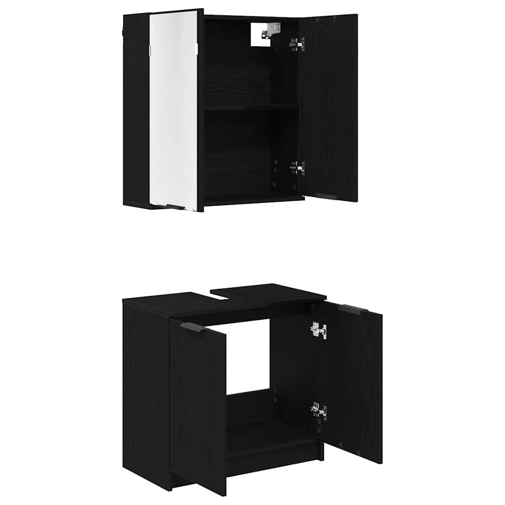 Juego de Muebles de Baño 2 pcs Roble Negro Madera de ingeniería