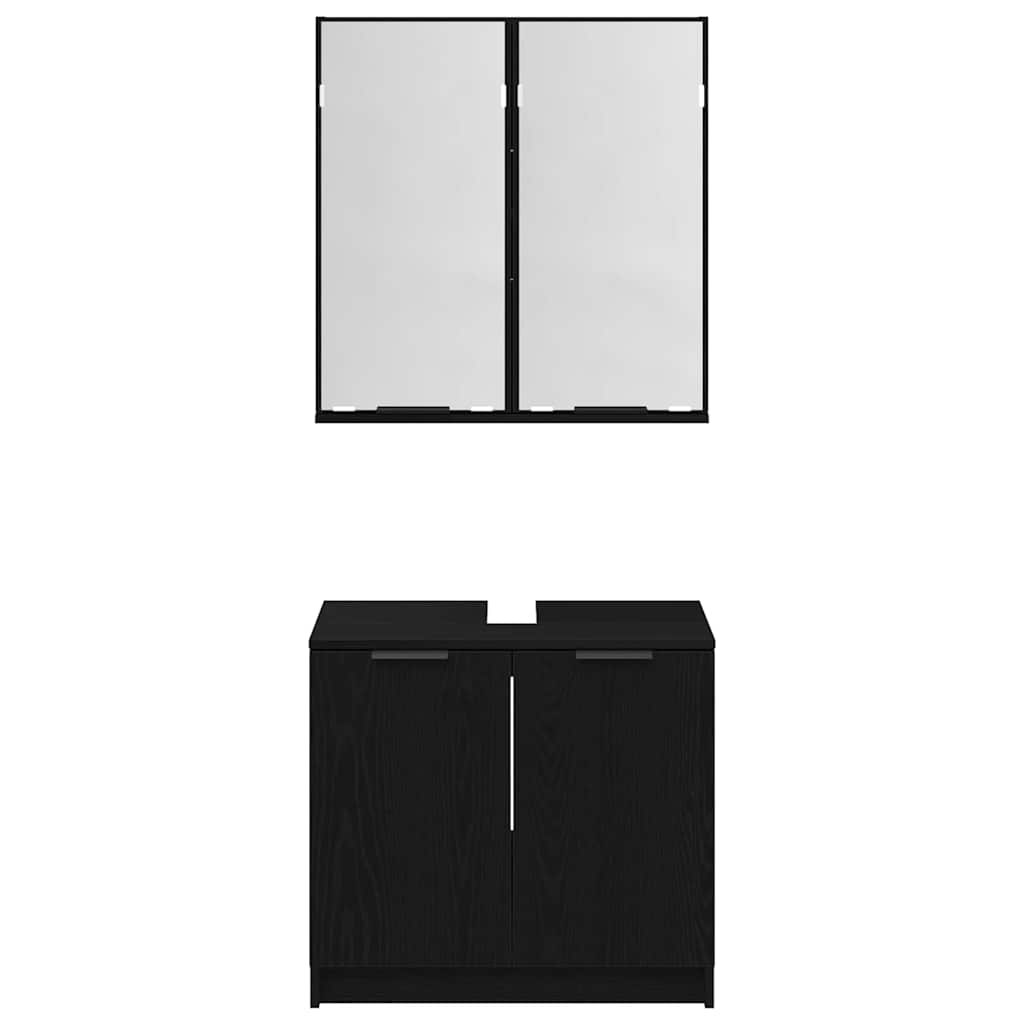 Juego de Muebles de Baño 2 pcs Roble Negro Madera de ingeniería
